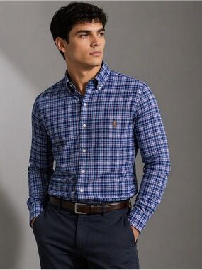 Polo Ralph Lauren Slim Fit Plaid Oxford Shirt size L- slim fit
